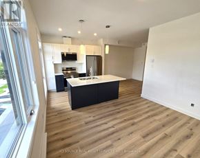 Ottawa multi-family for rent - A modern kitchen with wooden floors and a large island.