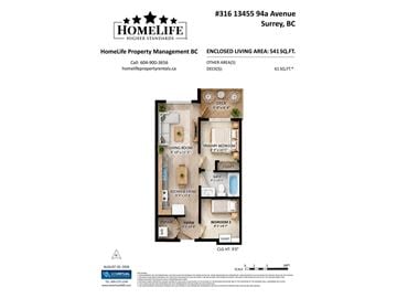 Surrey apartment for rent - A floor plan for a property managed by HomeLife Property Management BC.