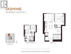 Toronto (Church-Yonge Corridor) condo for rent - A real estate advertisement for a one bedroom apartment with a den, measuring 497 square feet.