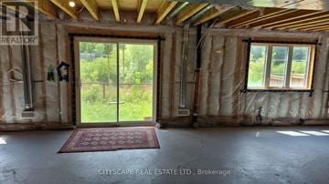 Hamilton (Waterdown) apartment for rent - A room with a red mat on the floor and a window showing greenery outside.