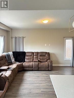 Woodstock (Woodstock - North) apartment for rent - A brown leather sectional sofa in a living room.