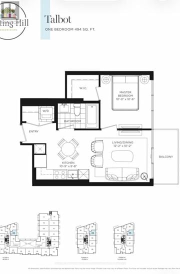 Toronto (Humber Heights) condo for rent - A Talbot floor plan from the image.