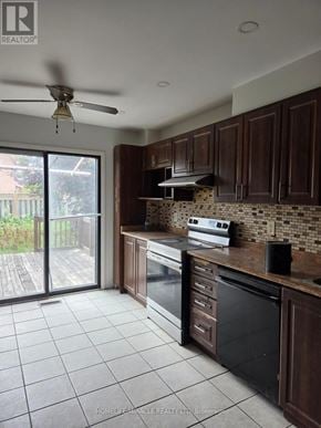 Brampton (Heart Lake West) apartment for rent - A kitchen with a black oven and brown cabinets.