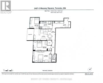 Toronto (Crescent Town) condo for rent - A floor plan for 2407-3 Massey Square, Toronto, ON is shown.