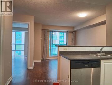 Toronto (Willowdale East) condo for rent - A kitchen area with a sink and a dishwasher.