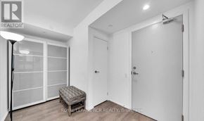 Toronto (Church-Yonge Corridor) condo for rent - A brochure image of a room with a door and a bench.