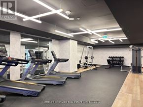 Mississauga (Cooksville) condo for rent - A gym with treadmills, weights, and exercise equipment.