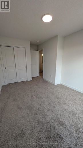 Guelph (Riverside Park) townhouse for rent - A carpeted room with a white door and a white wall.