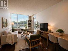 Mississauga (Fairview) condo for rent - A living room with a couch, chair, and television.