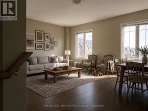 Toronto (Rouge) townhouse for rent - A living room with a couch, chairs, and a coffee table.