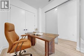King (King City) condo for rent - A brown leather chair sits in front of a wooden desk with a white background.