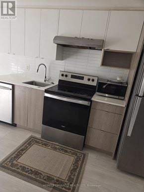 Burlington (Lasalle) townhouse for rent - A modern kitchen with a black oven and a sink.
