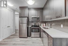 Hamilton (Central) condo for rent - A modern kitchen with stainless steel appliances and wooden cabinets.