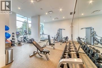 Vancouver apartment for rent - A well-equipped gym with a variety of exercise machines and weights.