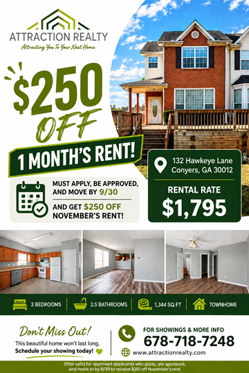 Conyers house for rent - End Unit Townhome