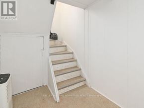 Toronto (Clairlea-Birchmount) apartment for rent - A staircase in a room with a white wall and a beige carpet.