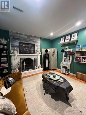 Richmond Hill (South Richvale) apartment for rent - A living room with a fireplace and a couch.