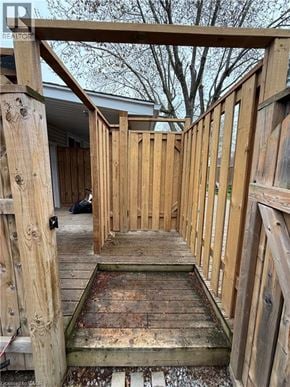 St. Catharines apartment for rent - A wooden deck under construction with a partially framed roof.