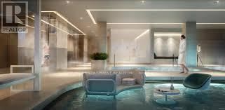 Toronto (Niagara) condo for rent - A modern living room with a pool in the middle.