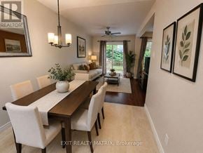 Ottawa townhouse for rent - A dining room with a wooden table and chairs.