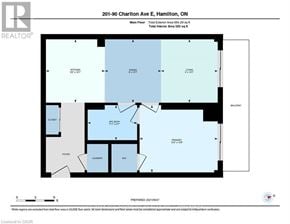 Hamilton (Durand) condo for rent - A floor plan for a property at 201-90 Charlton Ave E, Hamilton, ON is presented.