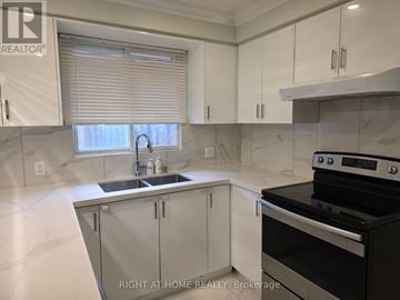 Toronto (West Hill) apartment for rent - A modern kitchen with a stove top oven and a sink.