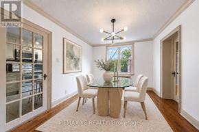 Toronto (Leaside) apartment for rent - A dining room with a glass table and chairs.