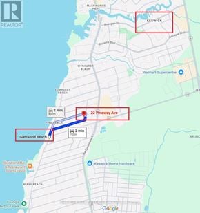 Georgina (Keswick South) apartment for rent - A map shows the area around Glenwood Beach and Keswick.