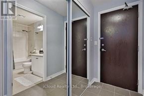 Mississauga (Hurontario) condo for rent - A bathroom with a toilet, sink, and shower.