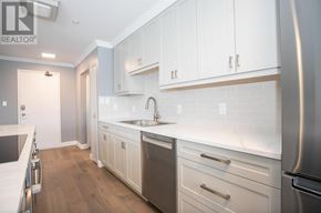Sault Ste. Marie condo for rent - A modern kitchen with white cabinets and a stainless steel dishwasher.