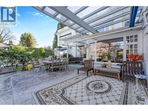Vancouver apartment for rent - A patio with a table and chairs under a glass roof.