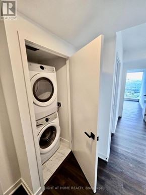 Toronto (North St. James Town) house for rent - A washer and dryer are built into a wall in a home.