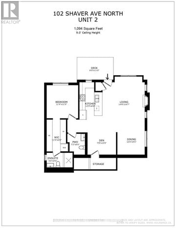 Toronto (Islington-City Centre West) fourplex for rent - A floor plan for a unit at 102 Shaver Ave North.