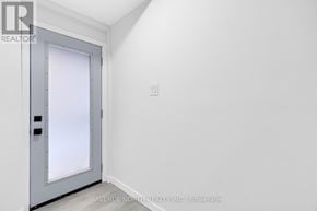 Ottawa apartment for rent - A grey door with a window in the middle is in a white room.