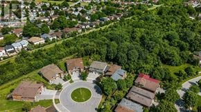 Toronto (Malvern) apartment for rent - A bird's eye view of a neighborhood with a central park and houses with green lawns.