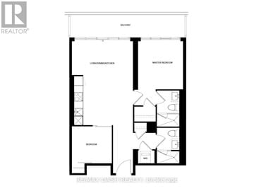 Toronto (Church-Yonge Corridor) condo for rent - A floor plan of a house with a living room, dining room, kitchen, and two bedrooms.