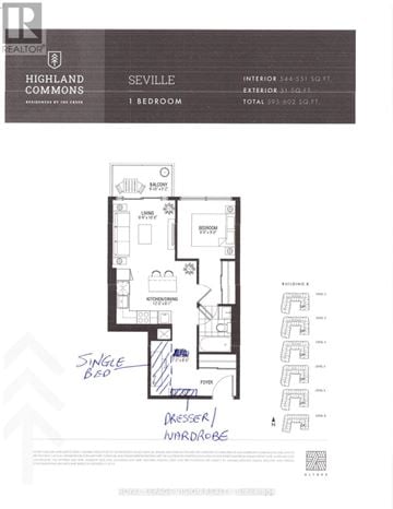 Toronto (Centennial Scarborough) condo for rent - A real estate listing for a one bedroom apartment in Highland Commons.