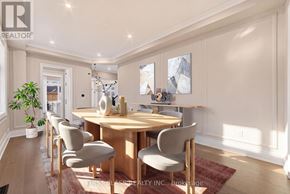 Richmond Hill apartment for rent - A dining room with a wooden table and chairs.