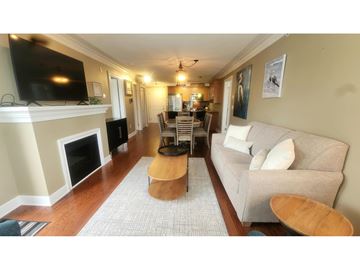 Surrey apartment for rent - A living room with a fireplace and a television on the wall.