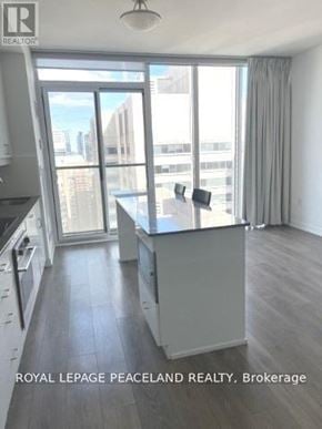 Toronto (Kensington-Chinatown) condo for rent - A spacious kitchen with a view of the city.