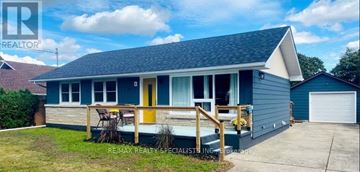 St. Catharines (Carlton/Bunting) apartment for rent - A blue house with a yellow door and a porch.