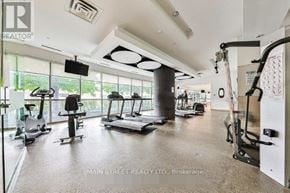 Toronto (Bendale) condo for rent - A gym with treadmills, elliptical machines, and other exercise equipment.