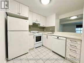Toronto (Church-Yonge Corridor) condo for rent - A kitchen with white appliances and cabinets.