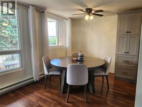 Kitchener condo for rent - A dining room with a round table and chairs.