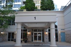 Toronto (Bayview Village) condo for rent - The front of a building with the number 1 on it.