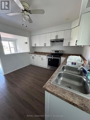 Oshawa (Vanier) apartment for rent - A kitchen with a sink and a fan.