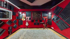 London East (East L) apartment for rent - A room with red walls and a guitar on the floor.