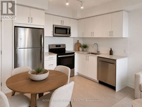 Toronto (Humber Heights) condo for rent - A modern kitchen with white cabinets and stainless steel appliances.