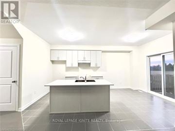 Loyalist (Bath) apartment for rent - A spacious kitchen with white cabinets and a large island.