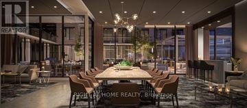 Toronto (Waterfront Communities) condo for rent - A modern dining room with a large table and chairs.